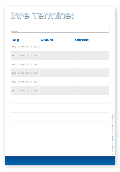 Terminzettel Maxi "Classic" mit 6 Terminfeldern