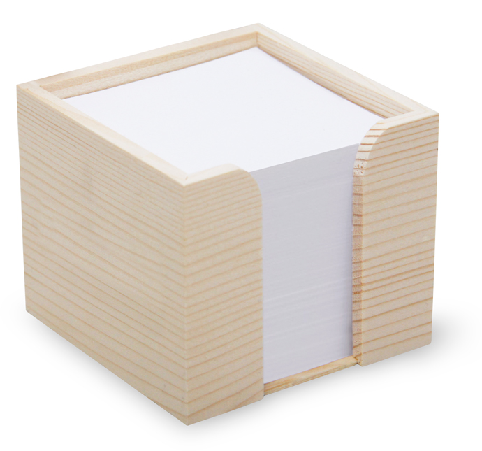 Zettelbox  aus echtem Holz 10 x 10 x 8,5 cm Siebdruck