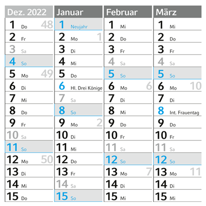 Posterkalender Big 14 blue