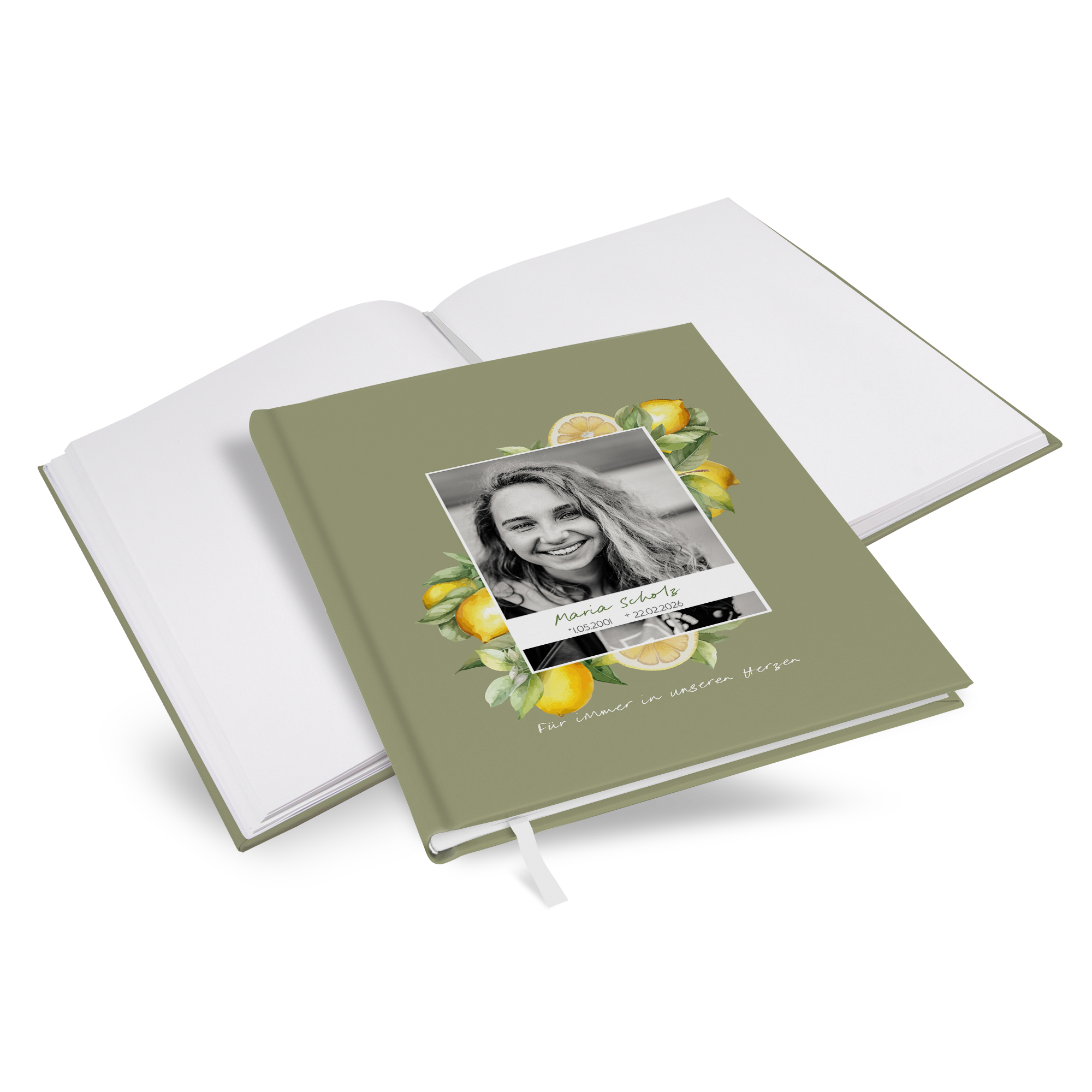 Kondolenzbuch -  Olive & Lemon - KB-25001-A-09
