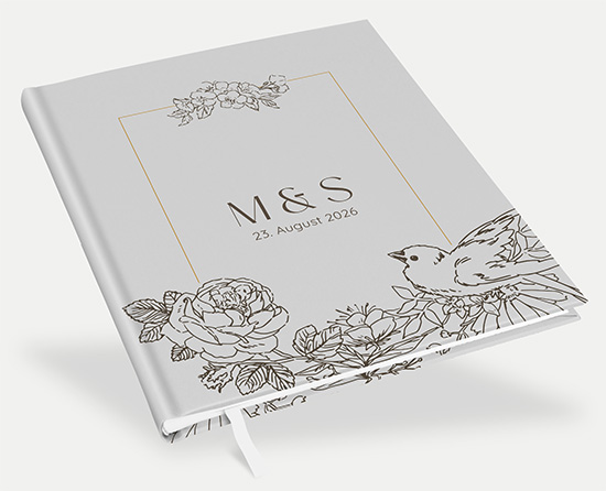 Erinnerungsbuch Hochzeit - Vintage "Petal Bird" - EBH-25001-V-03