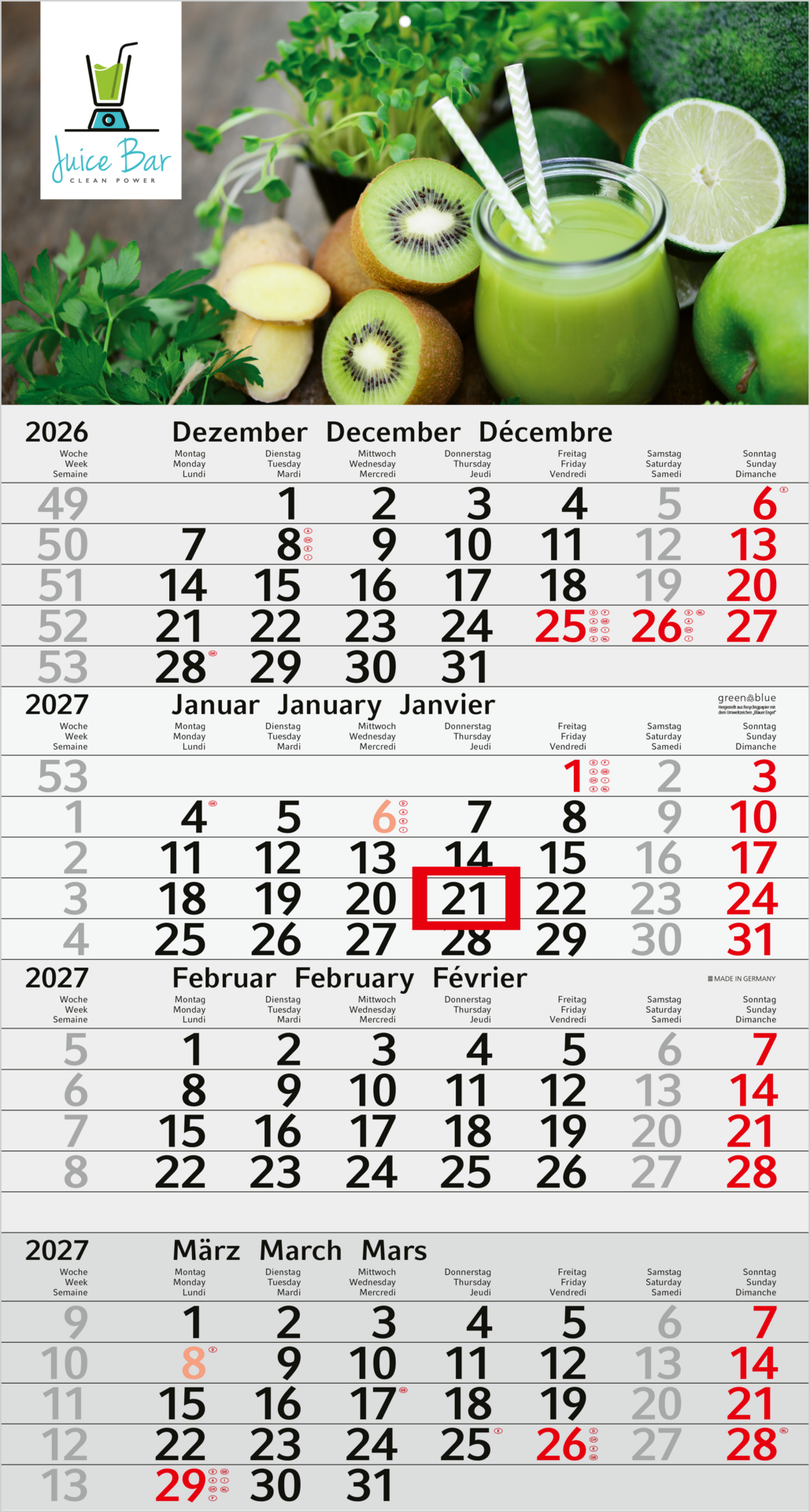 4-Monats-Wandkalender