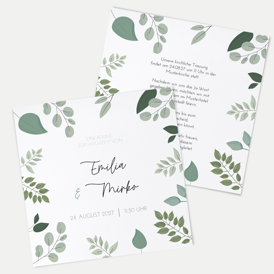 Postkarte Quadrat 148 x 148 mm - Greenery "Green & Simple" - PQ-24001-G-09