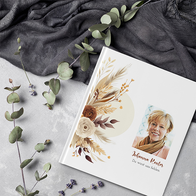 Kondolenzbuch -  Boho "earth bouquet"