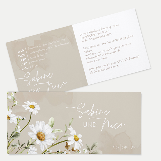 Postkarten DIN lang im Querformat 210 x 98 mm - Floral "Daisy Field" - PDLQ-24001-F-03