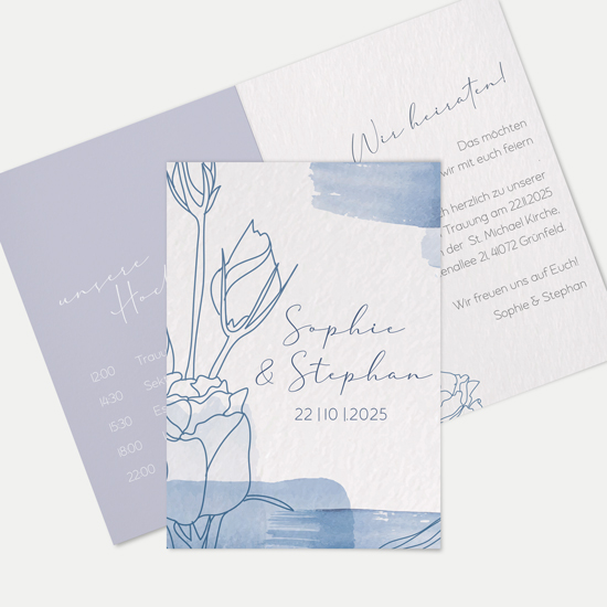 Klappkarte DIN A6 im Hochformat -Aquarell "midnight petals" - KKH-24001-A-07