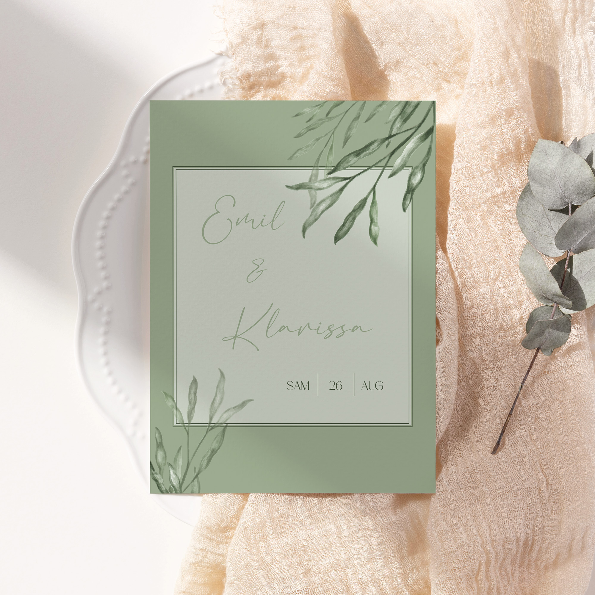 Postkarte DIN A6 im Hochformat - Greenery  "natural frame"