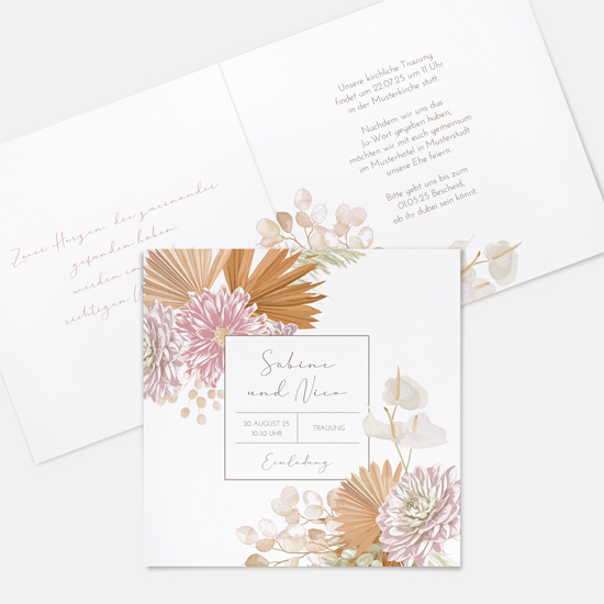 Klappkarte Quadratisch 148 x 148 mm - Floral "Terracotta Blossom" - KQ-24001-F-04