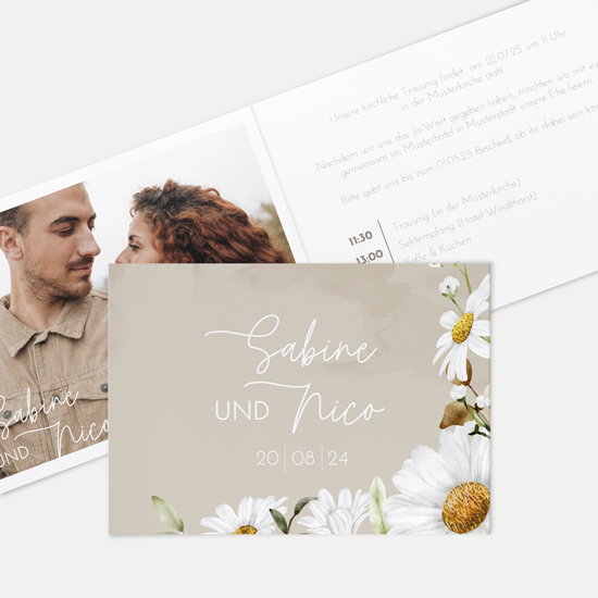 Klappkarte DIN A6 im Querformat - Floral "Daisy Field" - KKQ-24001-F-03