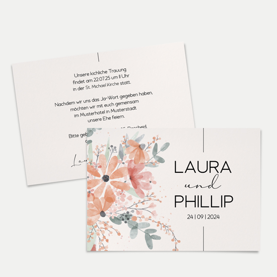 Postkarte DIN A6 im Querformat - Aquarell "terracotta Bloom" - PKQ-24001-A-04