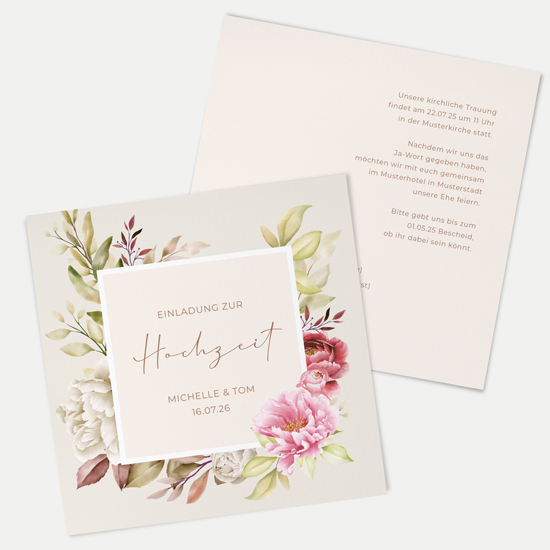 Postkarte Quadrat 148 x 148 mm - Floral "Peony Bloom" - PQ-24001-F-02