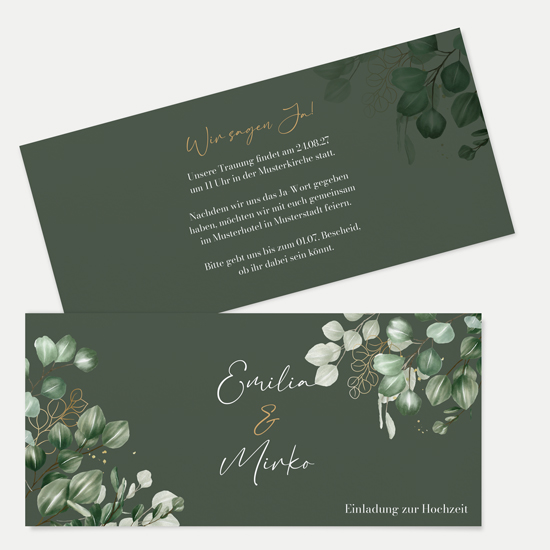 Postkarten DIN lang im Querformat 210 x 98 mm - Greenery "Eucalyptus Night" - PDLQ-24001-G-11