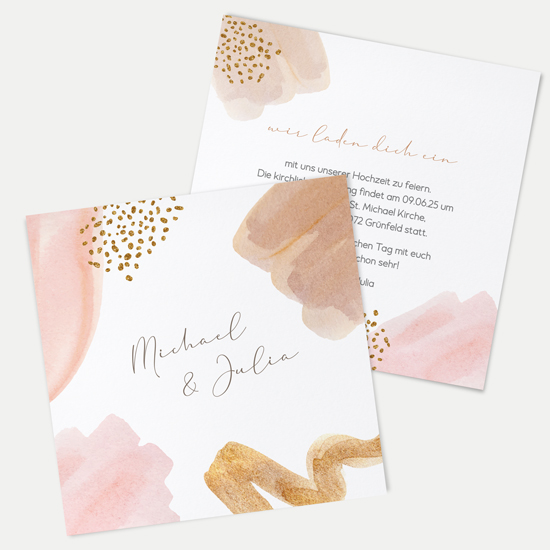 Postkarte Quadrat - Aquarell "olden Blush" - PQ-24001-A-10