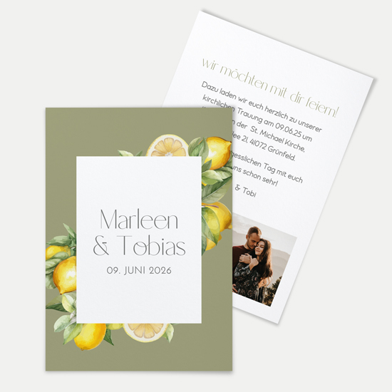 Postkarte DIN A6 im Hochformat - Aquarell "Olive & Lemon" - PKH-24001-A-09