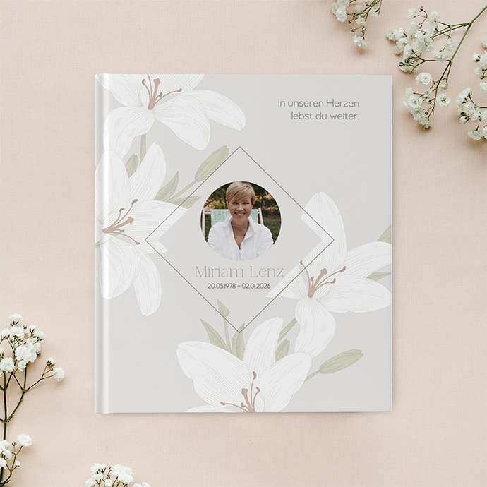 Kondolenzbuch - Floral "white lily"