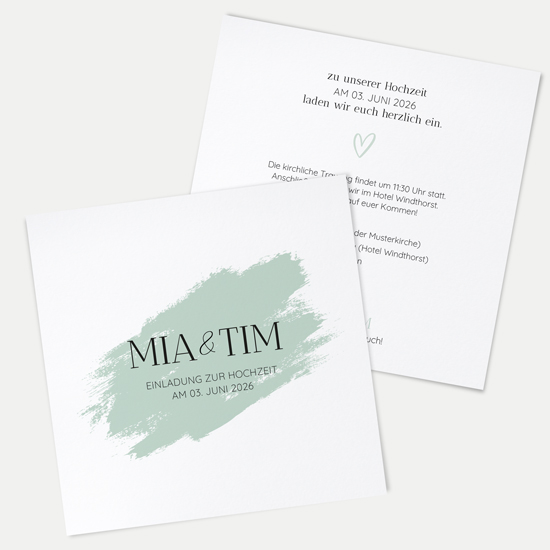 Postkarte Quadrat 148 x 148 mm - Minimalistisch "Mint Brush" - PQ-24001-M-15