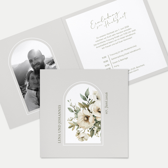 Klappkarte Quadratisch 148 x 148 mm - Vintage "Ivory Garden" - KQ-24001-V-05