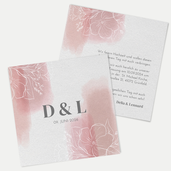 Postkarte Quadrat - Aquarell "dusty Bloom" - PQ-24001-A-05