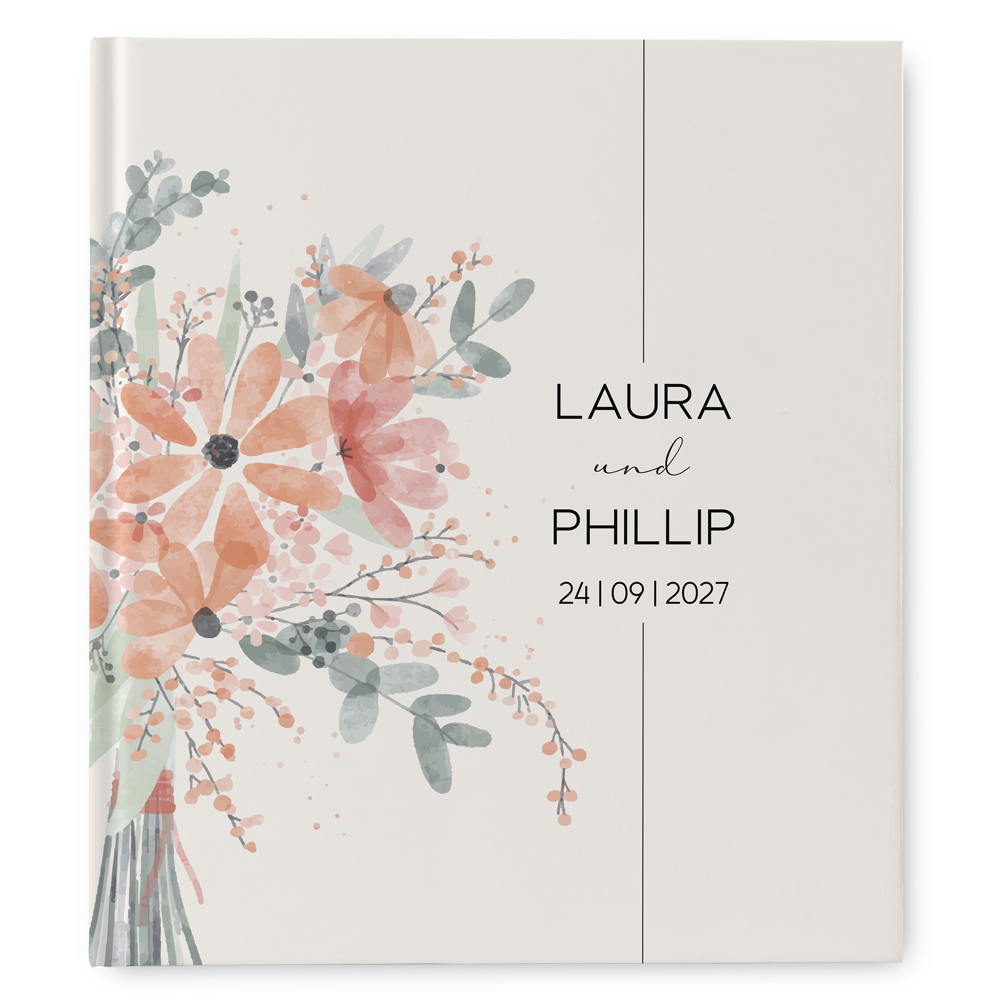 Erinnerungsbuch Hochzeit - Aquarell "terracotta bloom"