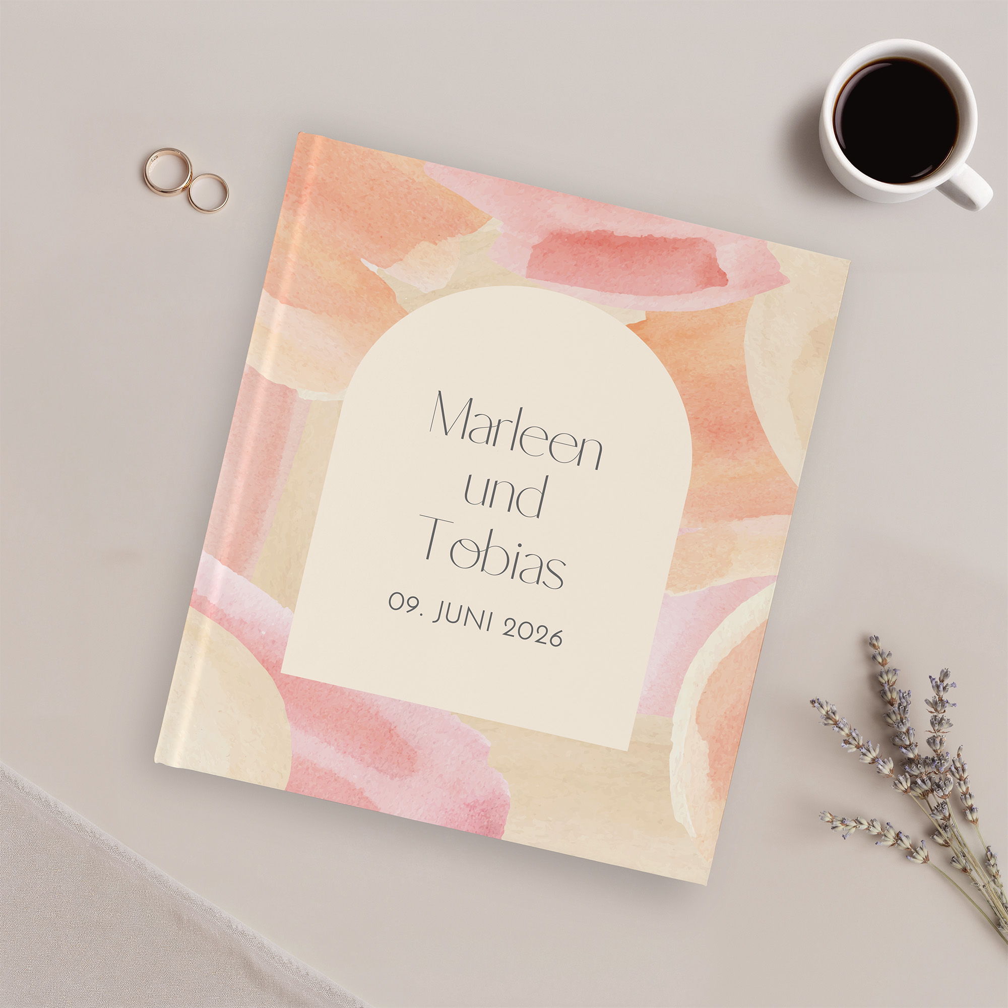 Erinnerungsbuch Hochzeit - Aquarell "sunset stroke"