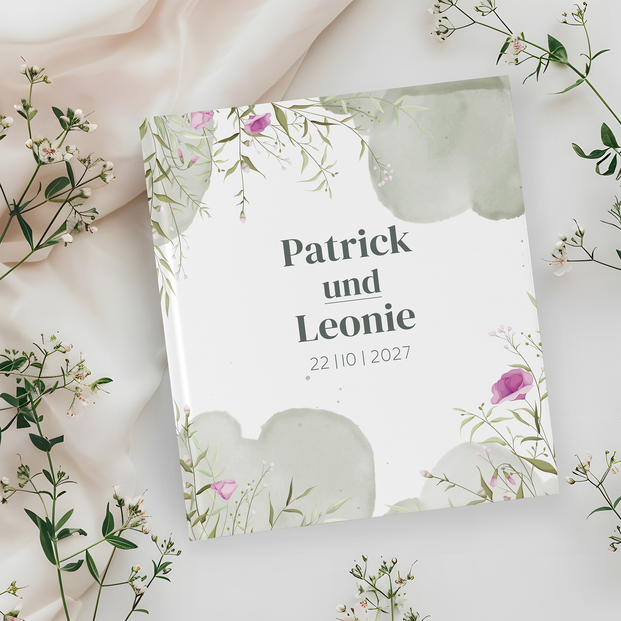Erinnerungsbuch Hochzeit - Aquarell "Wildflower Garden"