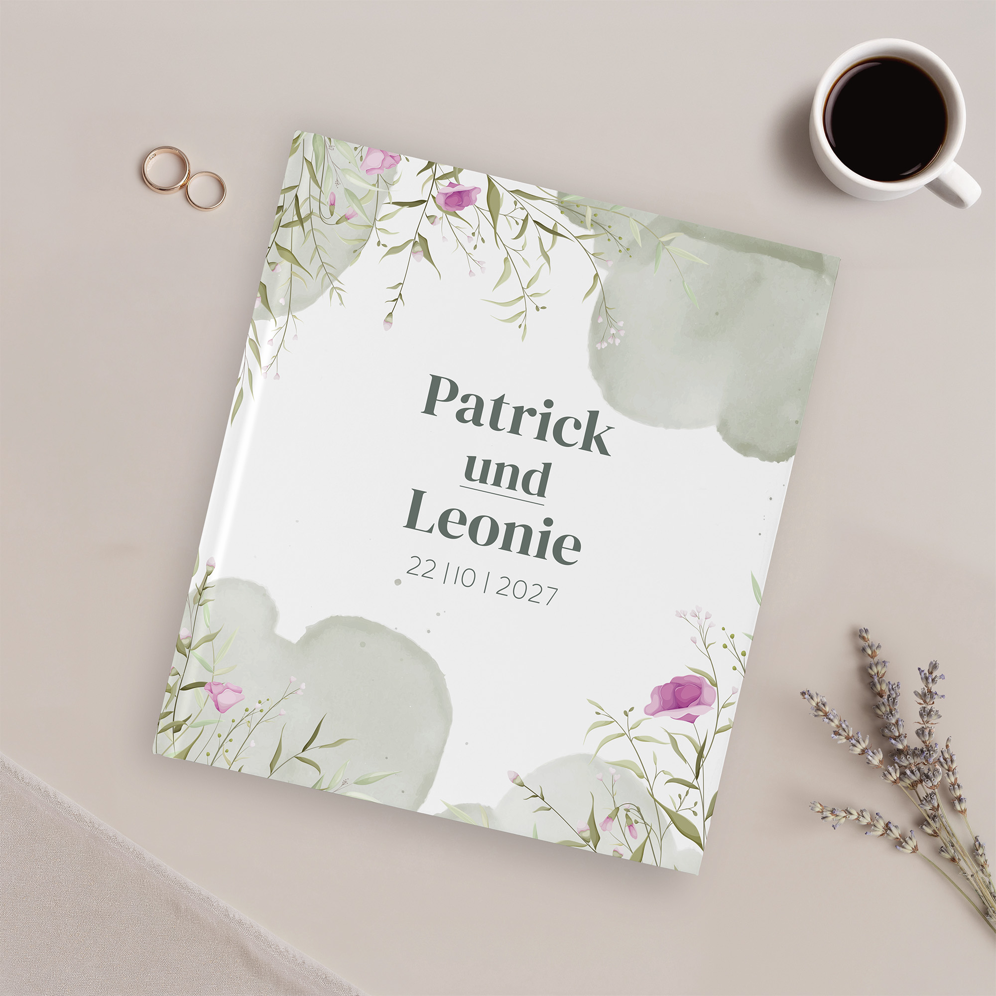 Erinnerungsbuch Hochzeit - Aquarell "Wildflower Garden"