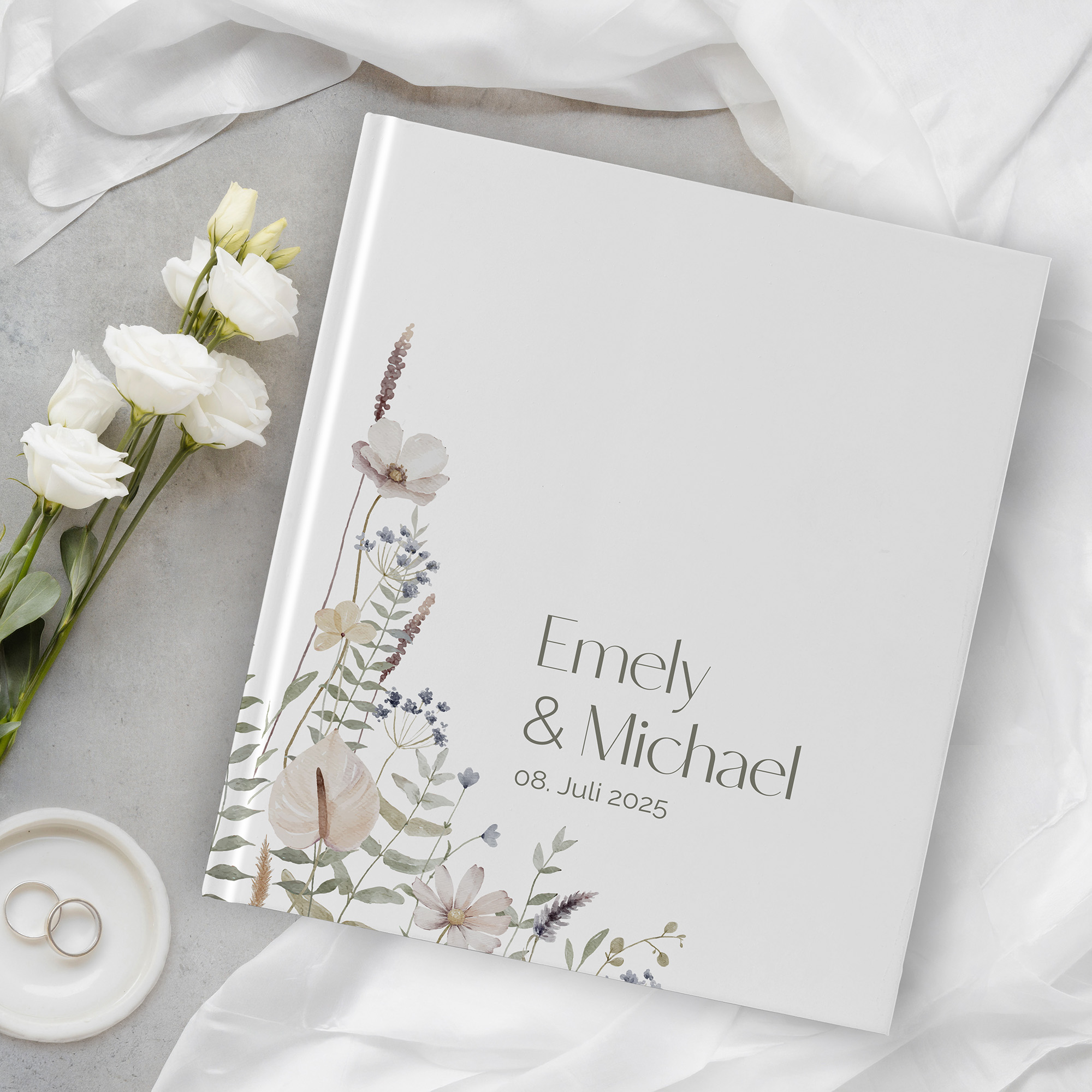Erinnerungsbuch Hochzeit - Boho "pastell bloom"