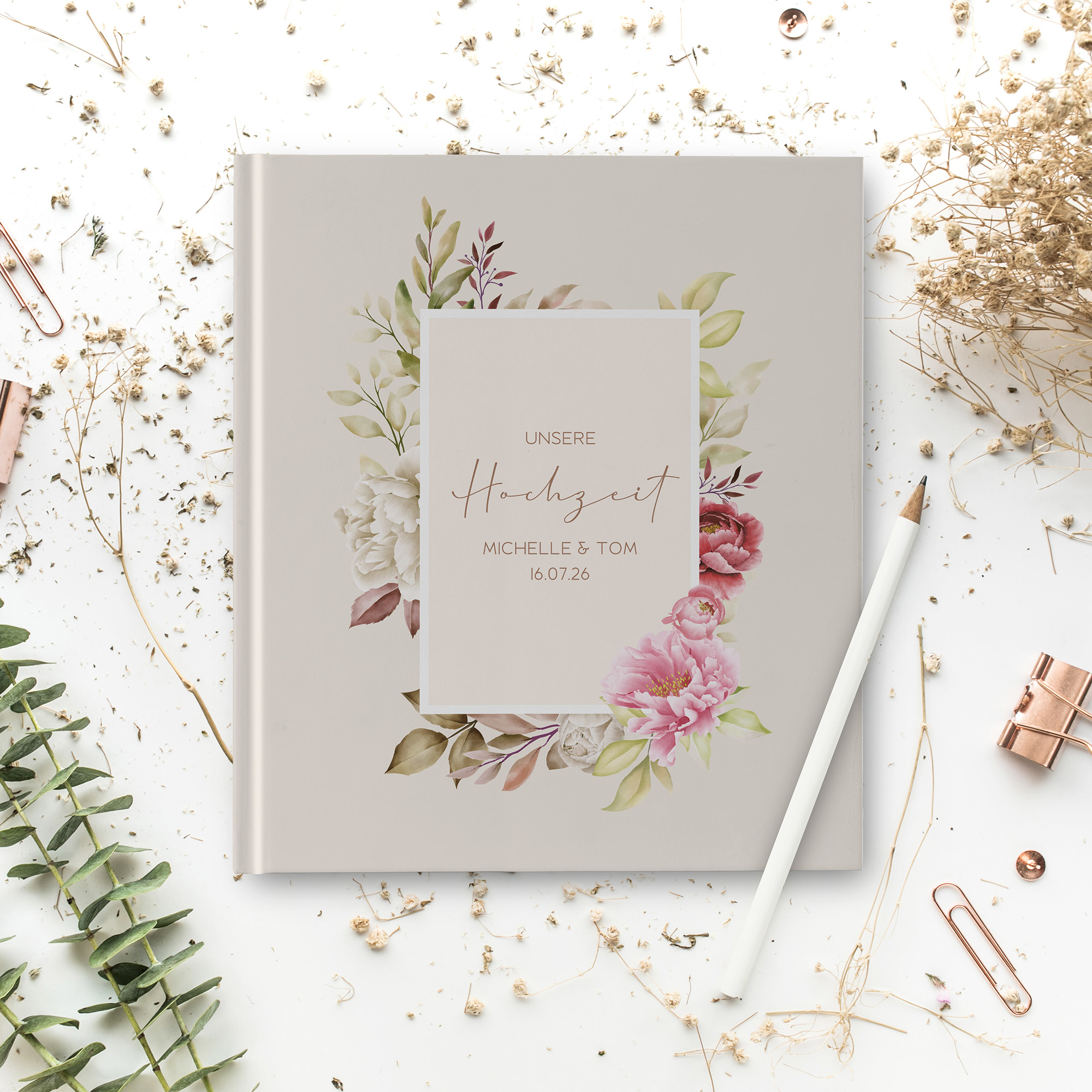 Erinnerungsbuch Hochzeit - Floral "Peony Bloom"