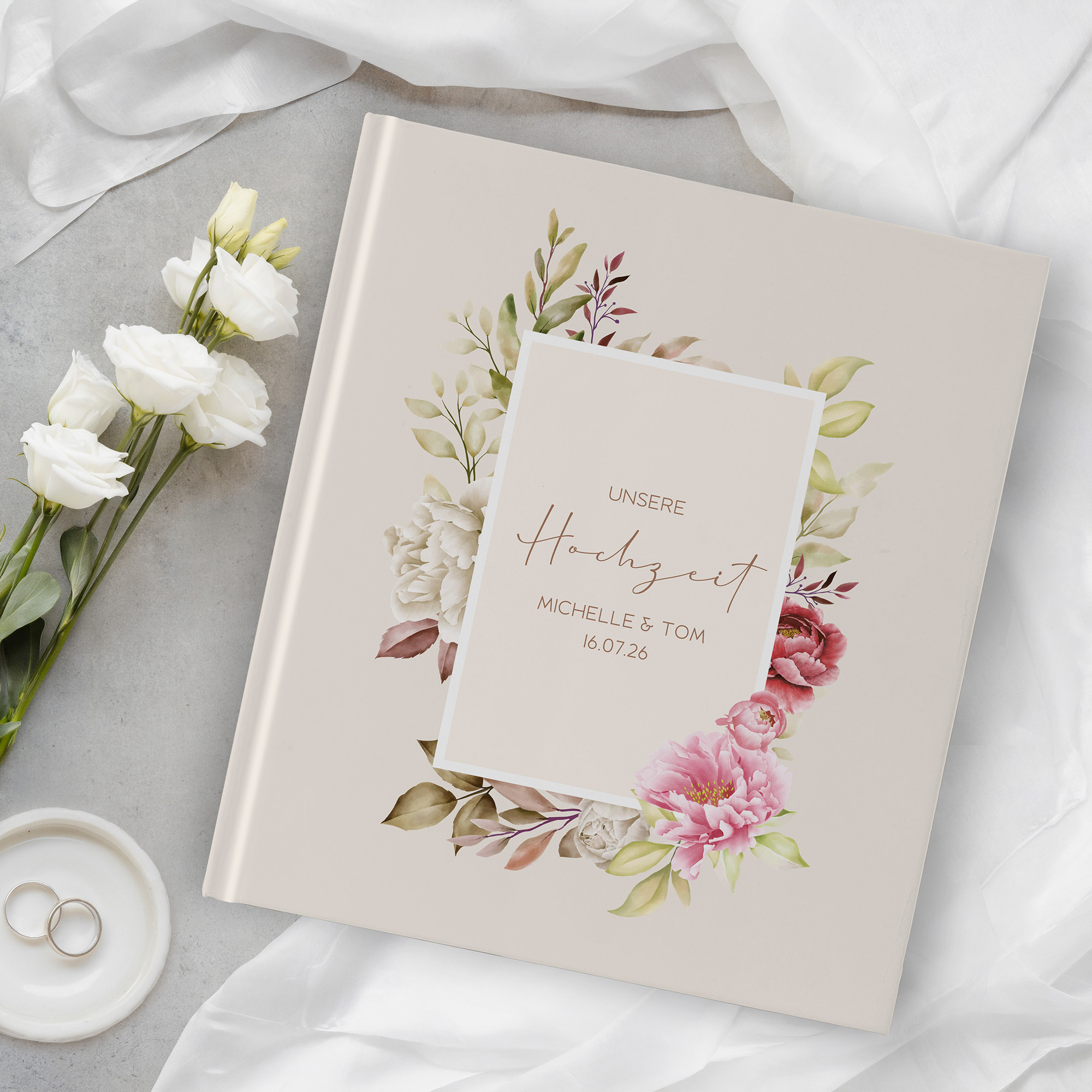 Erinnerungsbuch Hochzeit - Floral "Peony Bloom"