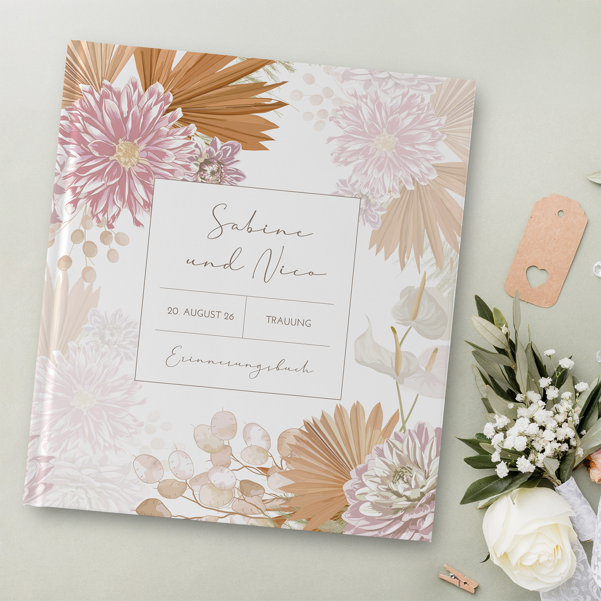 Erinnerungsbuch Hochzeit - Floral "Terracotta Blossom"