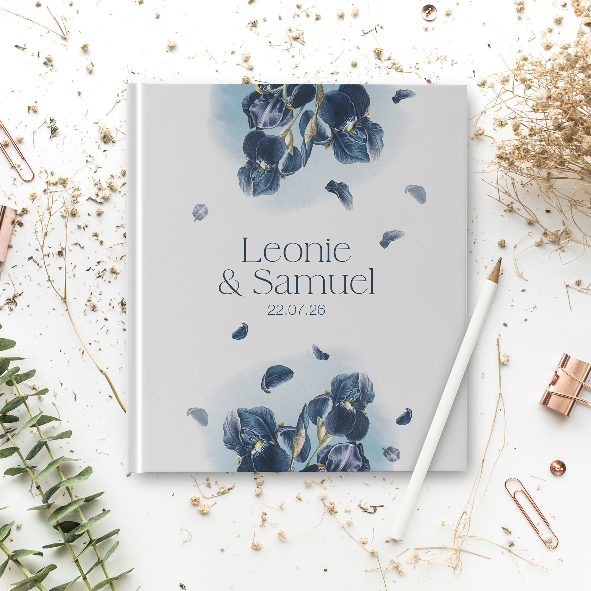 Erinnerungsbuch Hochzeit - Floral "Blue Petal"