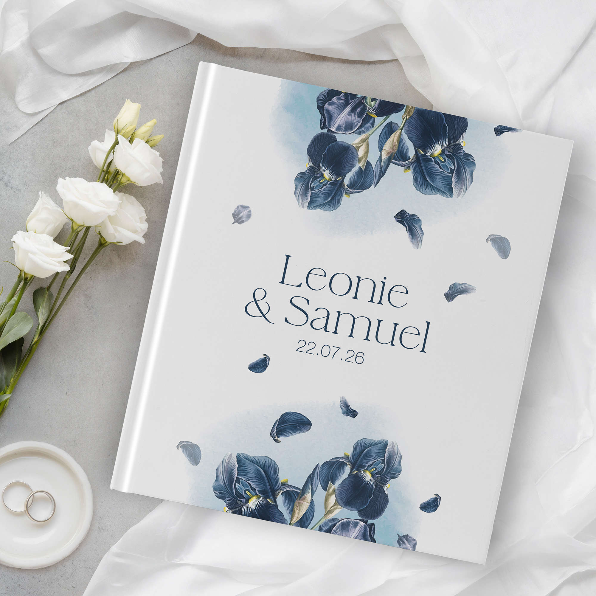 Erinnerungsbuch Hochzeit - Floral "Blue Petal"