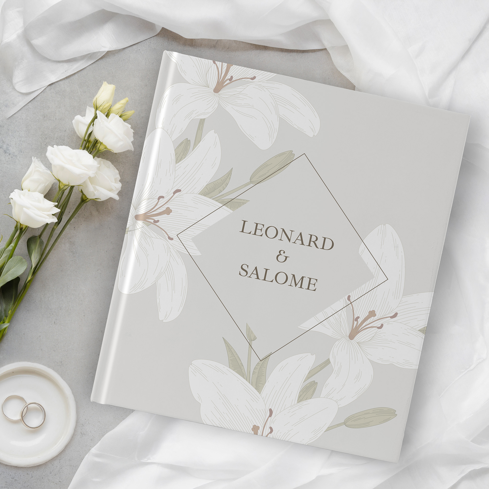 Erinnerungsbuch Hochzeit - Floral "white lily"
