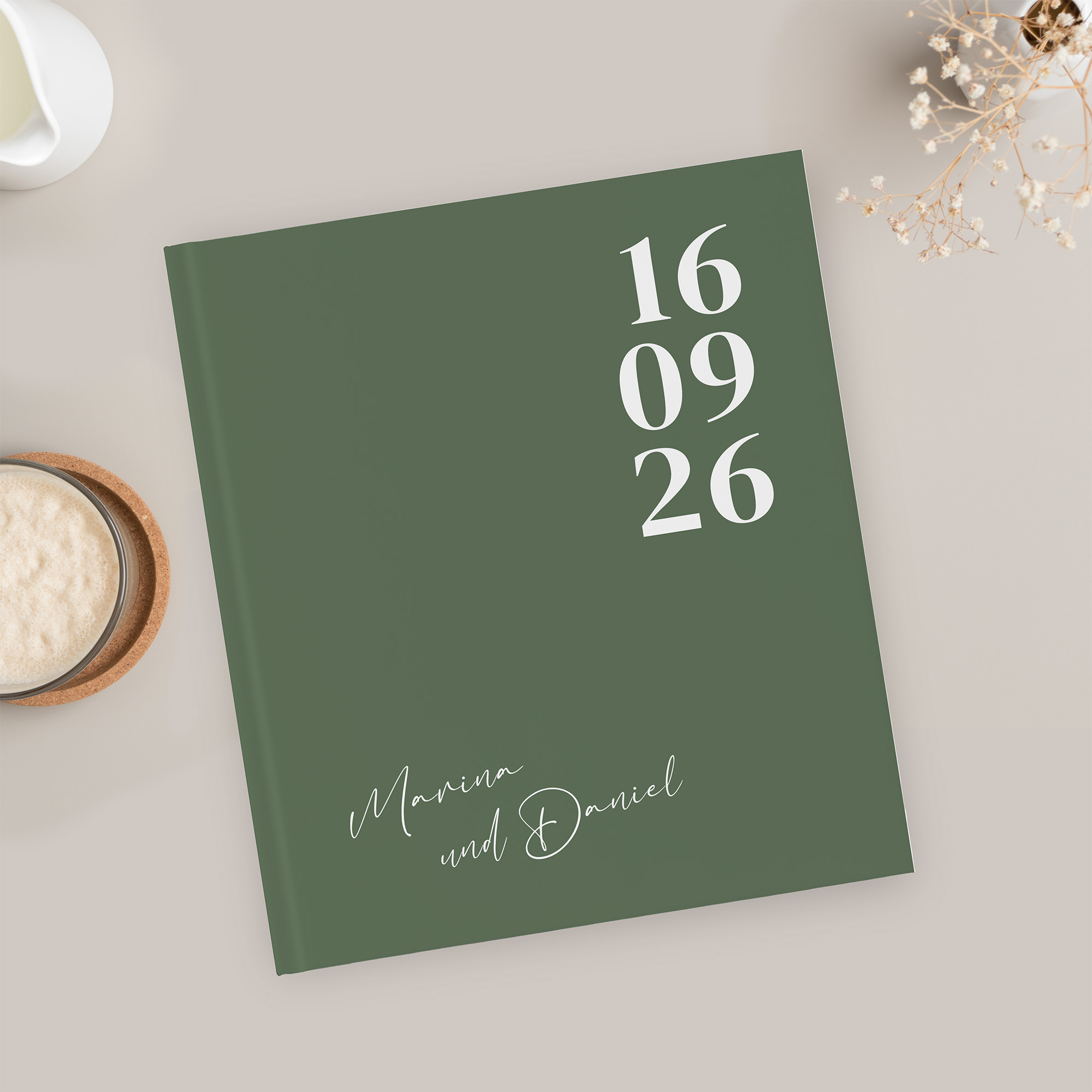 Erinnerungsbuch Hochzeit - Minimalistisch "simply green"