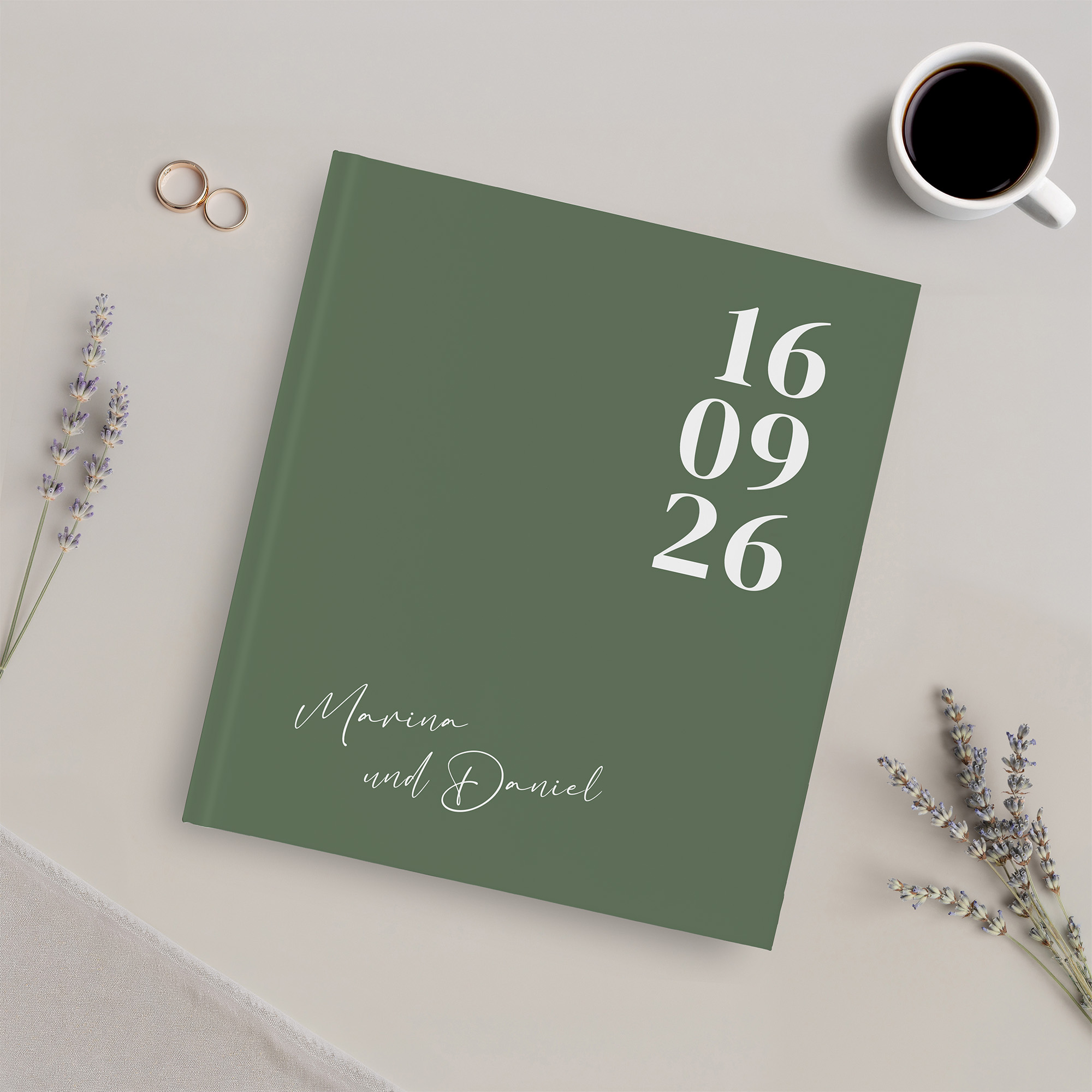 Erinnerungsbuch Hochzeit - Minimalistisch "simply green"