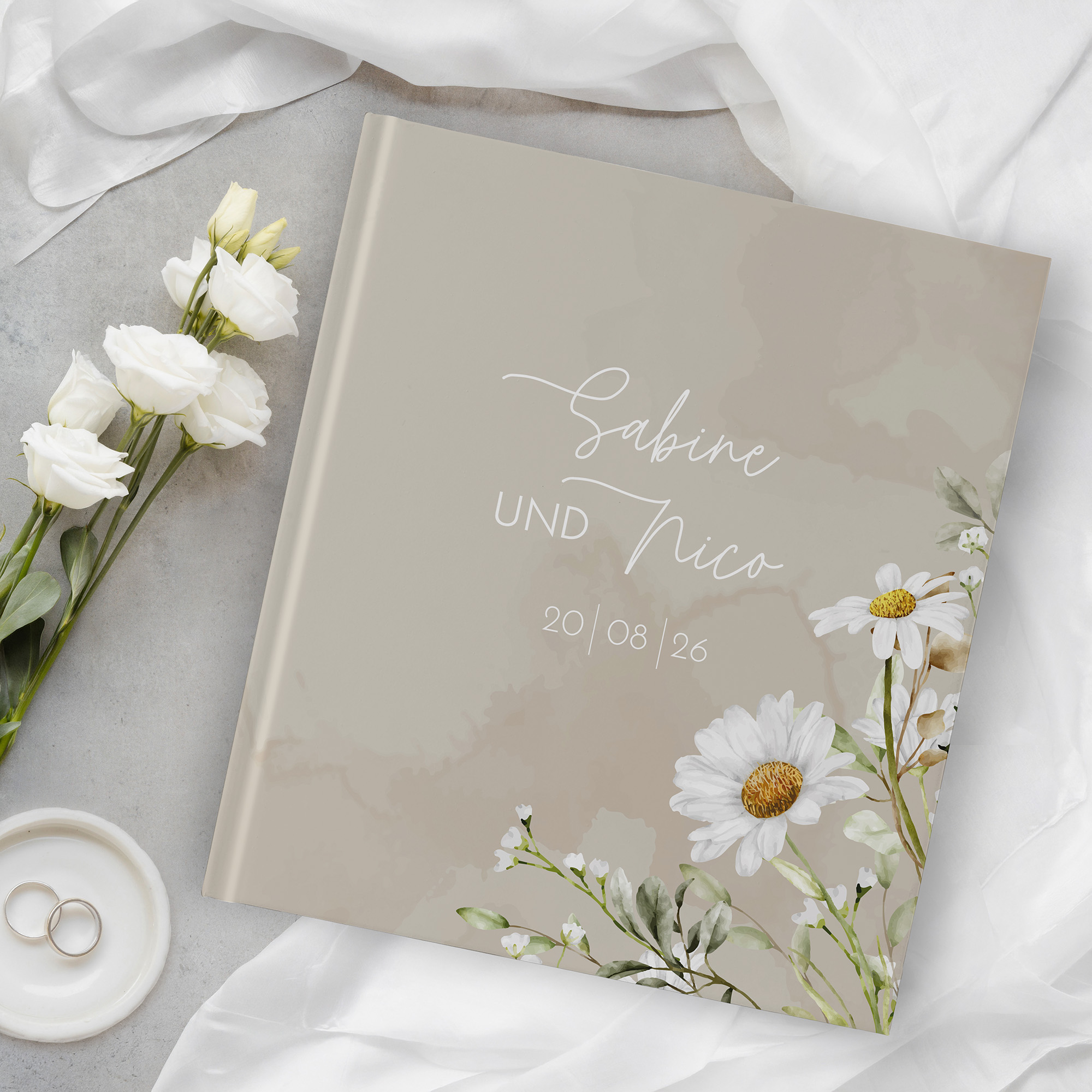 Gästebuch Hochzeit - Floral "daisy field"