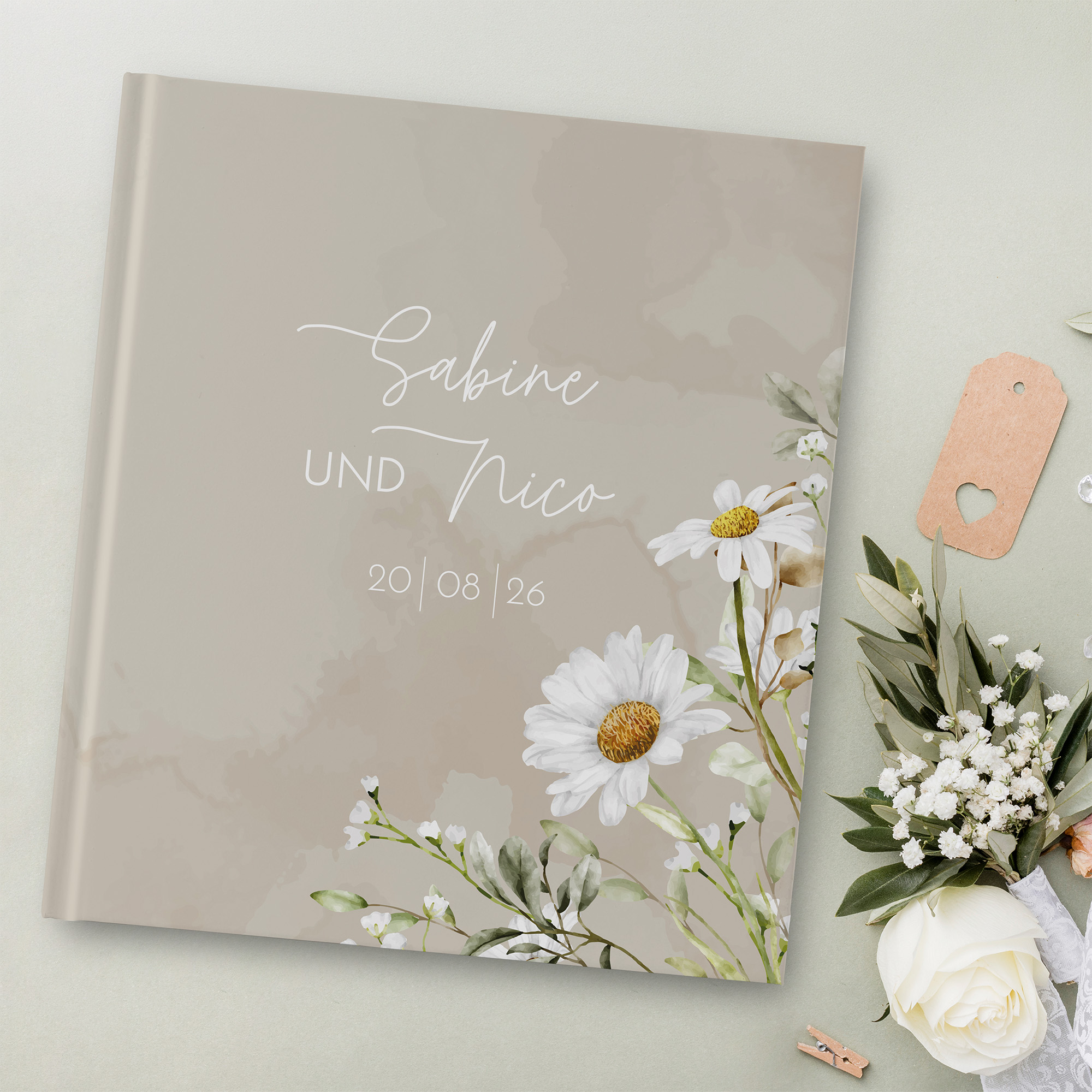 Gästebuch Hochzeit - Floral "daisy field"