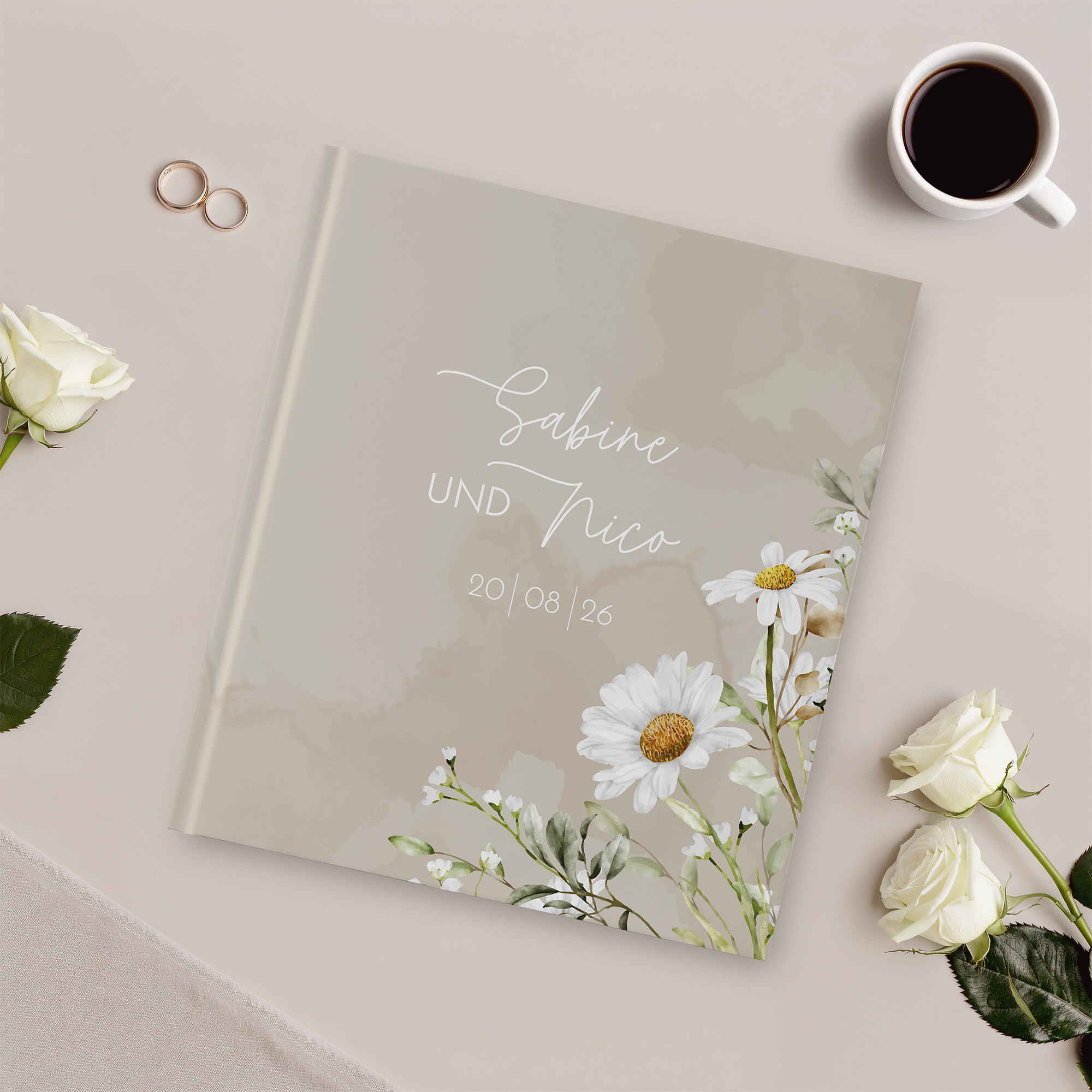 Gästebuch Hochzeit - Floral "daisy field"