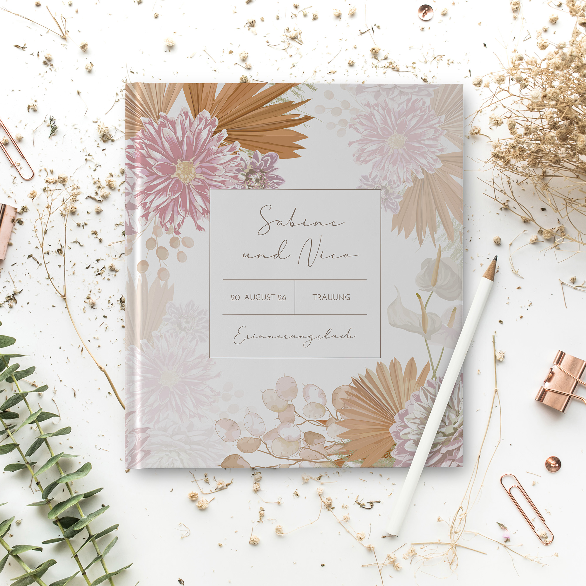 Gästebuch Hochzeit - Floral "terracotta blossom"