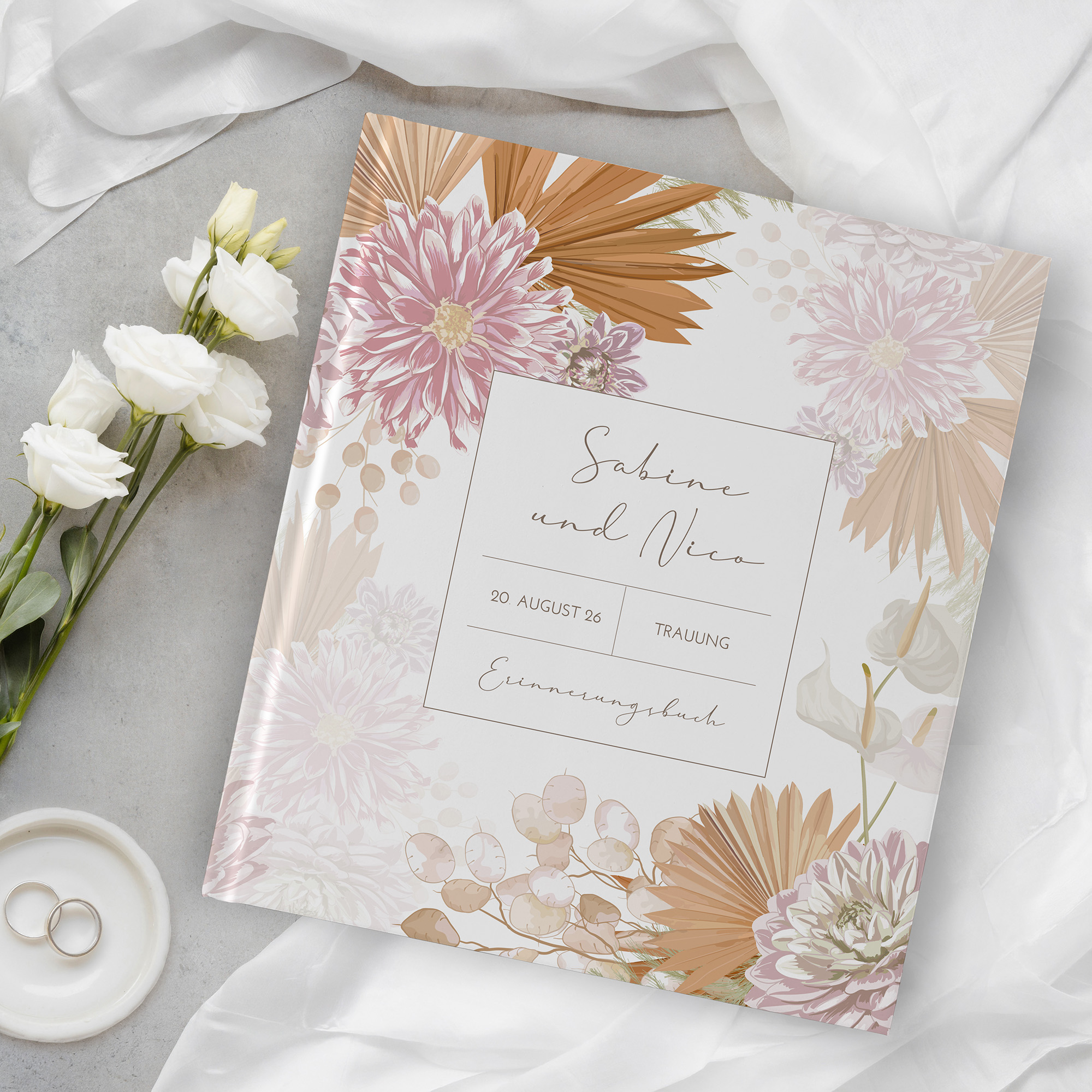 Gästebuch Hochzeit - Floral "terracotta blossom"