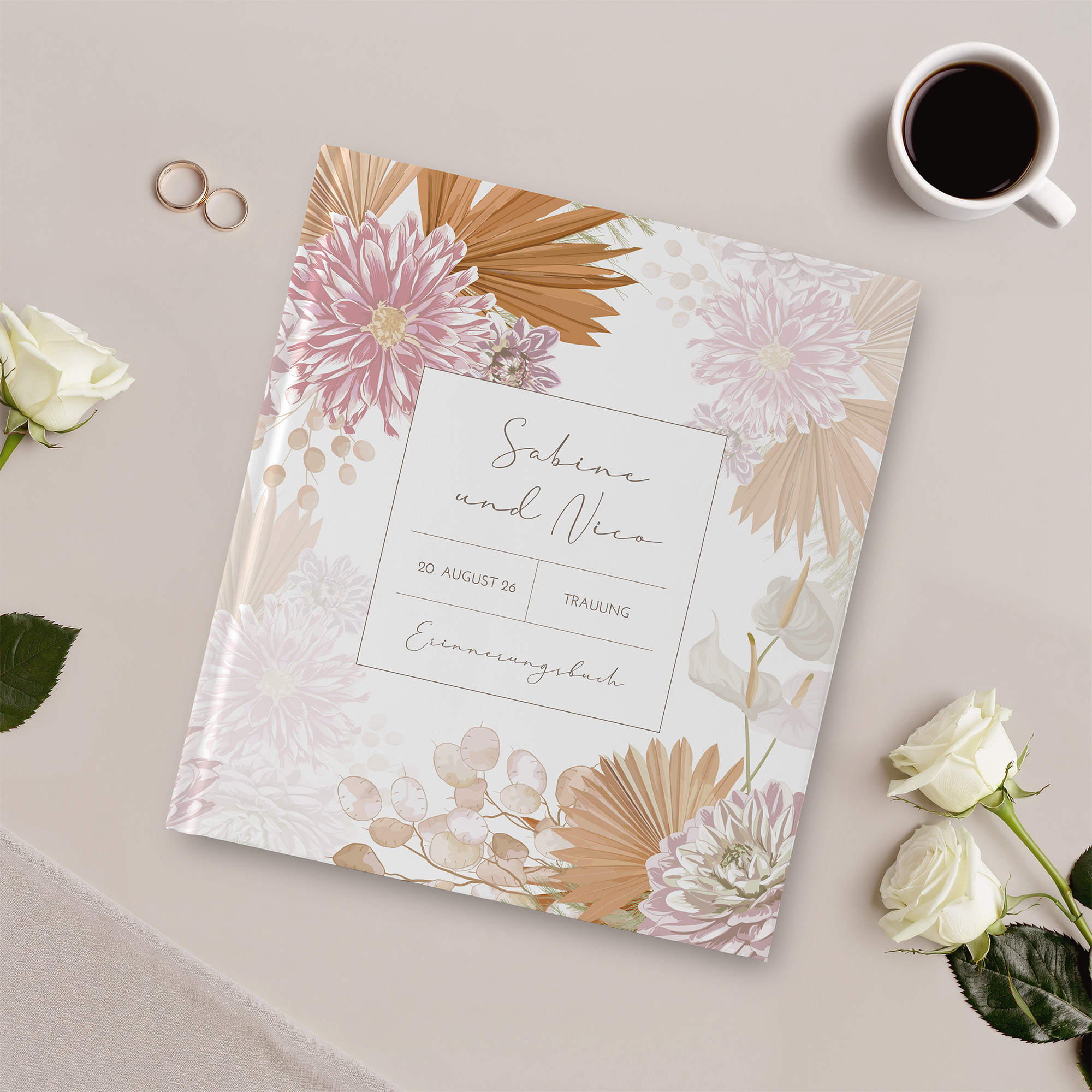 Gästebuch Hochzeit - Floral "terracotta blossom"