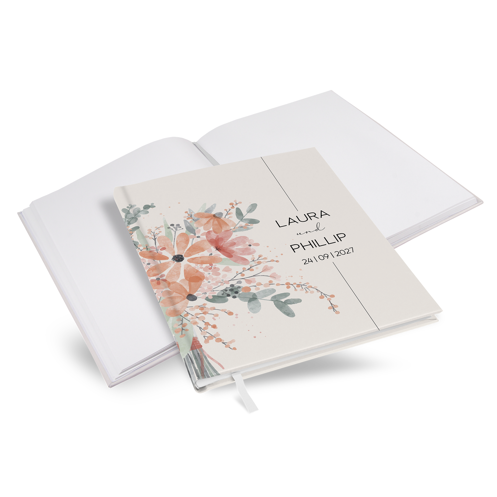 Gästebuch Hochzeit -  Aquarell "terracotta bloom" - GBH-25001-A-04