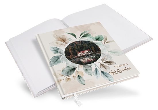 Gästebuch Ferienwohnung -  Aquarell "leaf &amp; taupe" - GBF-25001-A-02