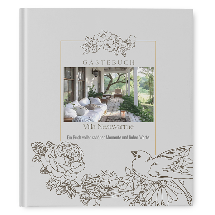 Gästebuch Ferienwohnung Vintage 'Petal Bird'