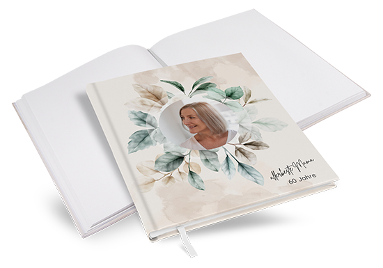 Gästebuch Geburtstag - Aquarell - "leaf & taupe" - GBG-25001-A-02