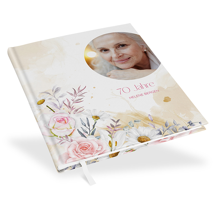 Gästebuch Geburtstag- Aquarell - "lily & rose" - GBG-25001-A-03