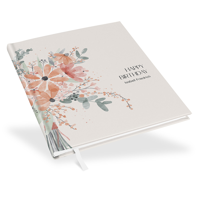 Gästebuch Geburtstag - Aquarell - "terracotta bloom" - GBG-25001-A-04