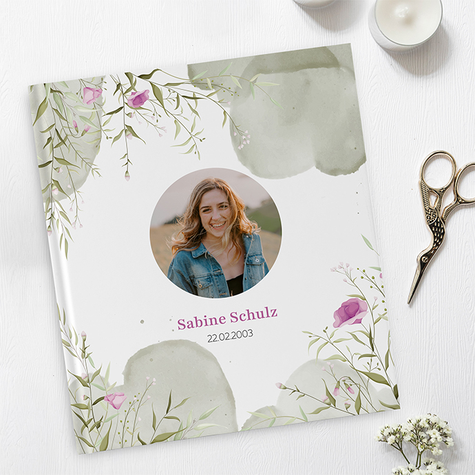 Gästebuch Geburtstag - Aquarell - "Wildflower Garden"