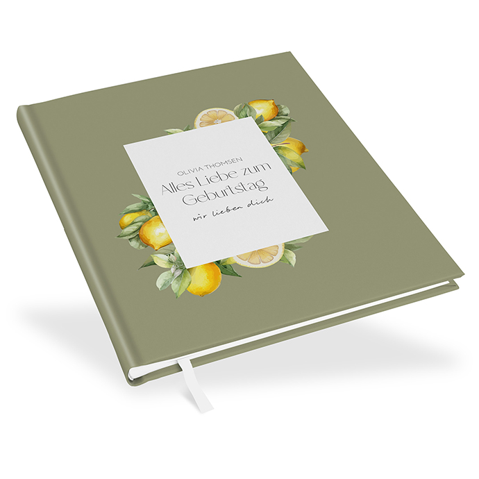 Gästebuch Geburtstag - Aquarell - "Olive & Lemon"