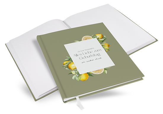 Gästebuch Geburtstag - Aquarell - "Olive & Lemon" - GBG-25001-A-09